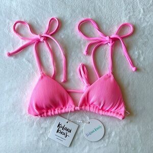 Kulani Kinis Barbie Pink Ribbed Bikini Top